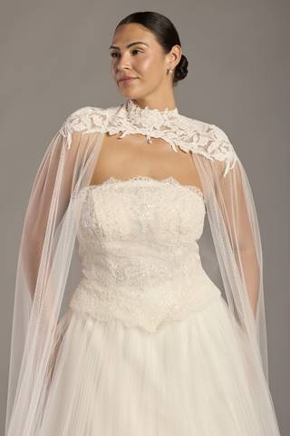 Picture of High Neck 3D Floral Tulle Detachable Sleeves